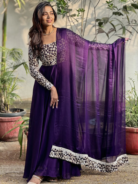 BEAUTIFUL GEORGETTE PURPLE GOWN