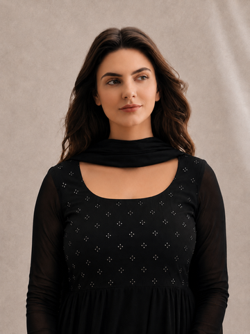 Black Georgette Anarkali Dress