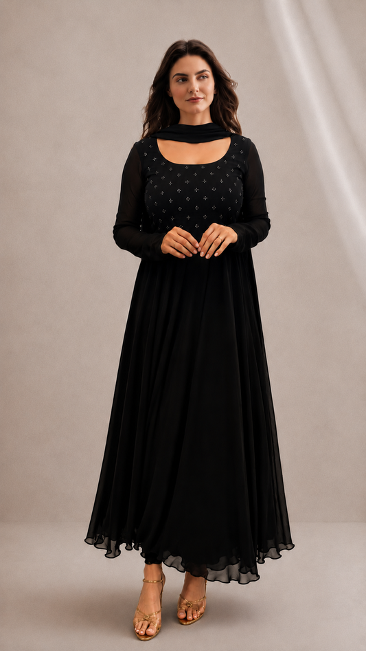 Black Georgette Anarkali Dress