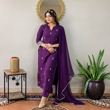 This set features a Reyon slub with attractive Embroidery Dress